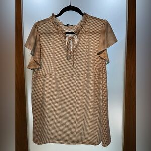 Adrianna Papell Beige Polka Dot Blouse